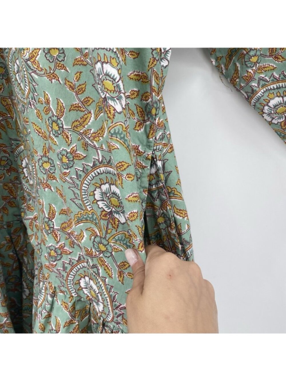 Just Darviny Size XL Megan Green Floral Block Print Tunic Dress Cotton - Picture 10 of 15